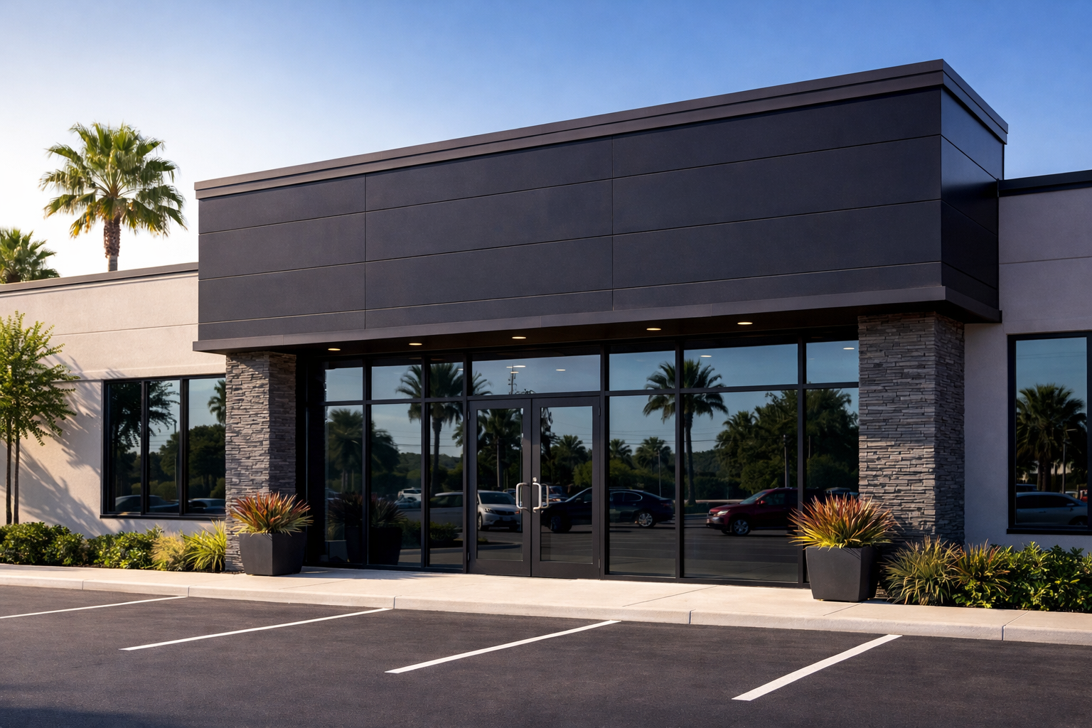commercial space in New Orleans with window tint