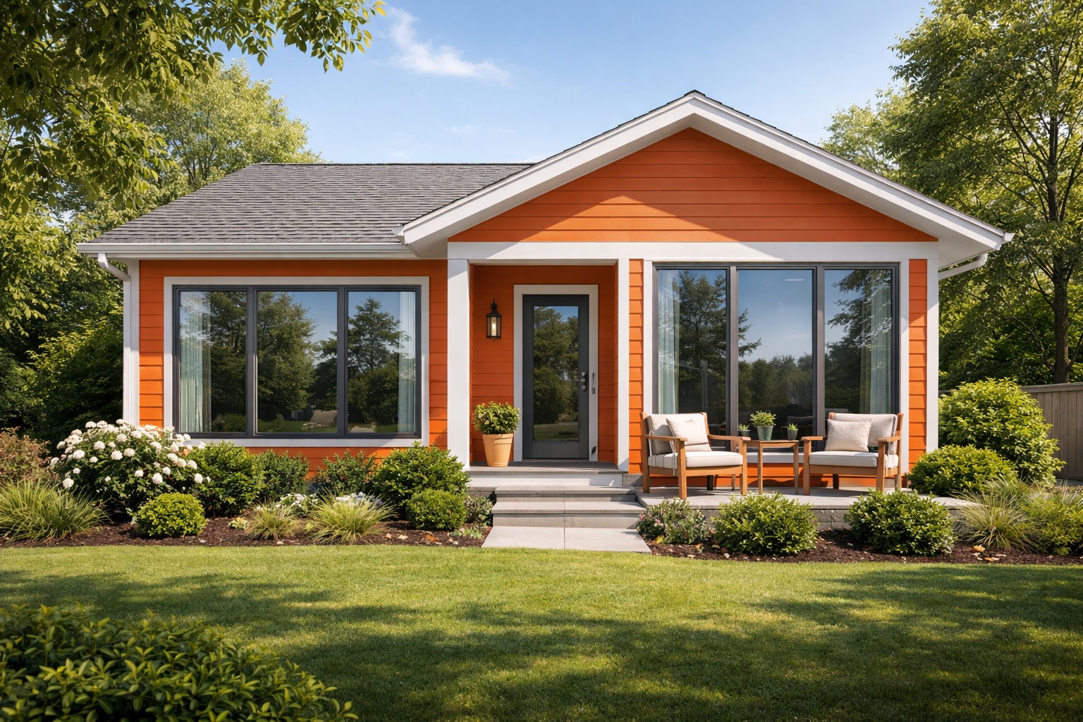 cozy orange home with solar windows