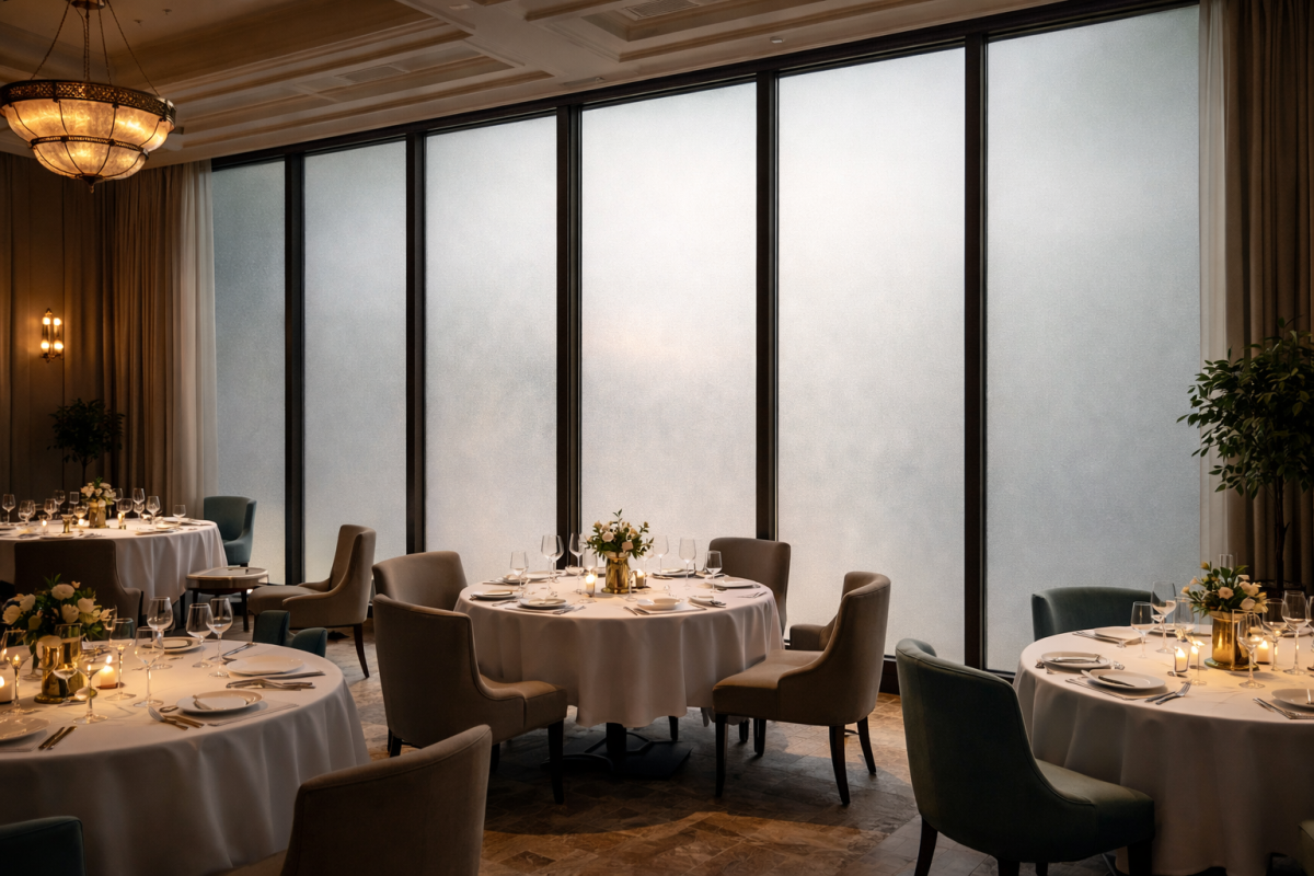 elegant restaurant with commercial window film