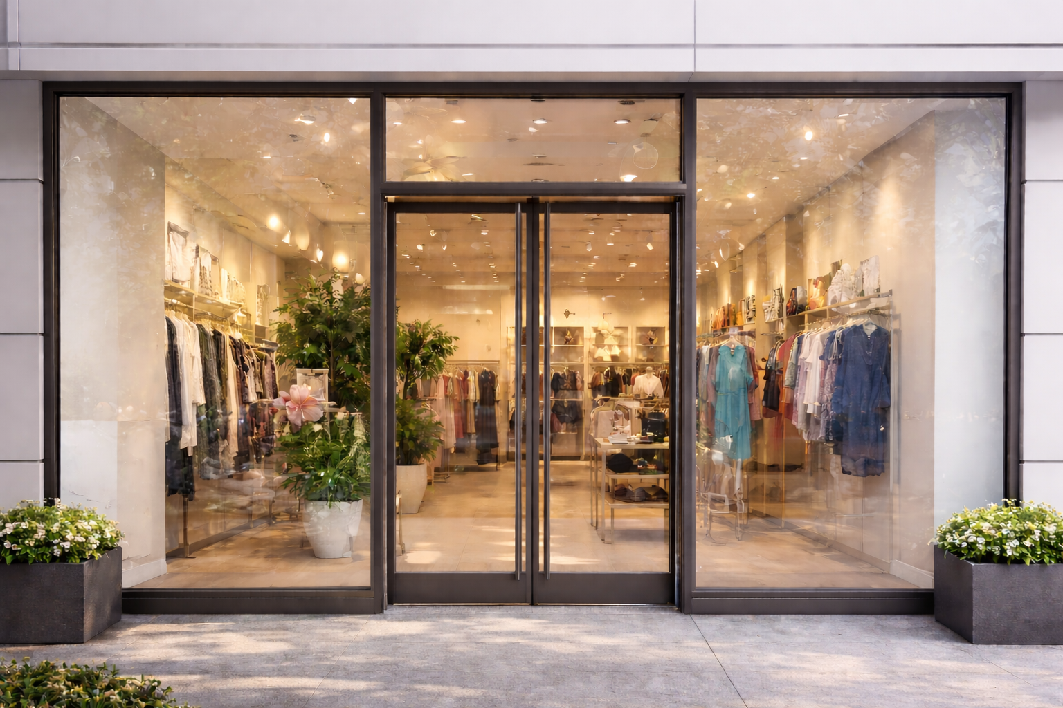 retail store with commercial window  film