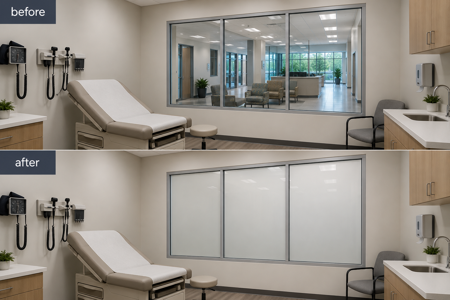 Switchable Privacy Film for Milwaukee Healthcare Exam Rooms