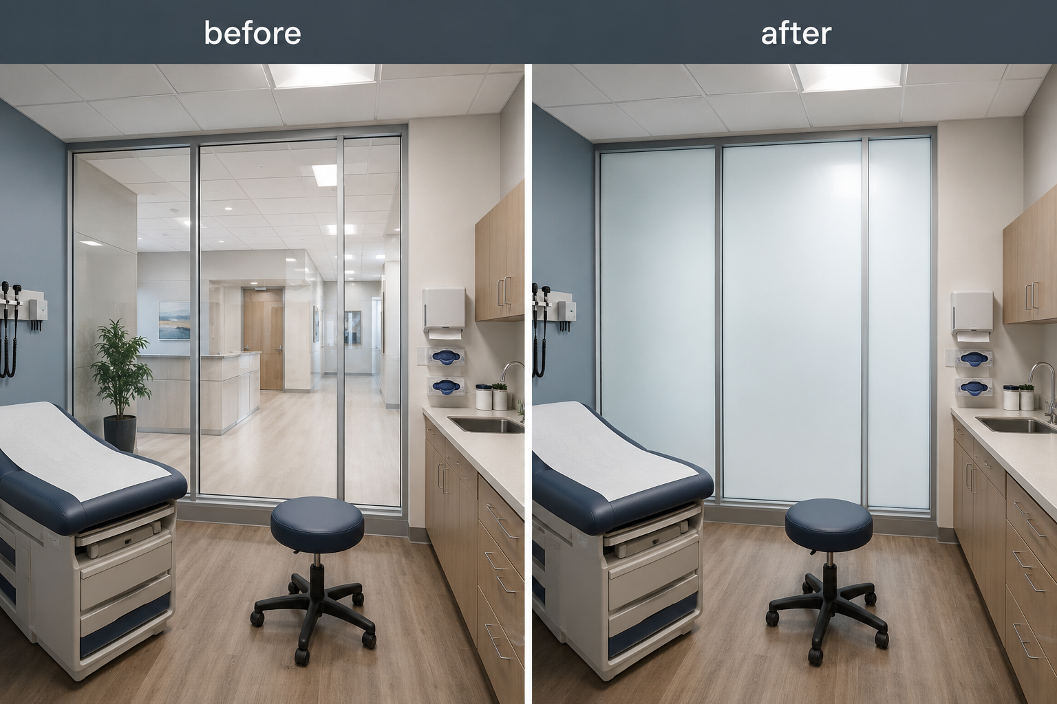 Switchable Privacy Film for Milwaukee Healthcare Exam Rooms