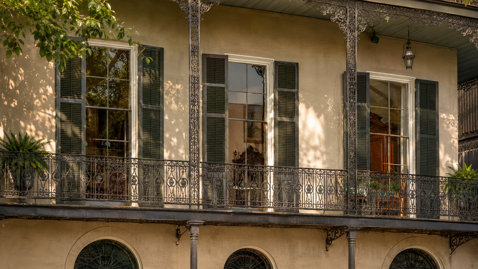 UV and solar control window film on a historic French Quarter property in New Orleans.
