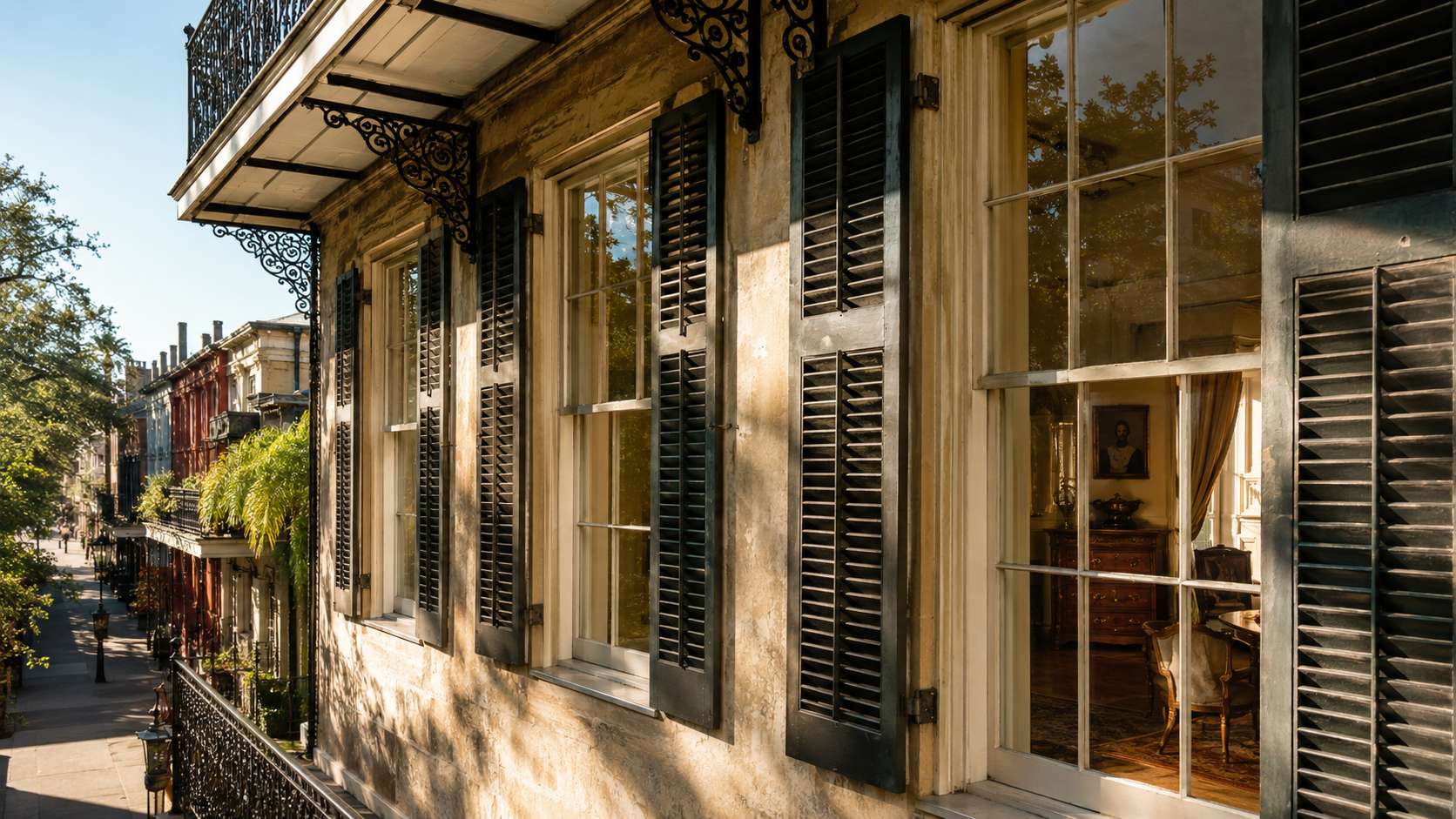 solar control window film on a historic French Quarter property in New Orleans.